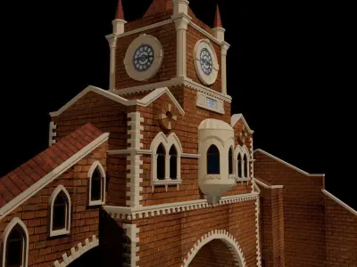 Navalrai Market Clock Tower Low-poly 3D model