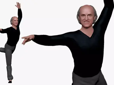 001272 ballet dancer in black top and gray pants 3D model