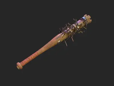 SurvivalBat barbed wire baseball bat Low-poly 3D model