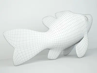 Artisan Carved Wood Fish Figurine 3D model