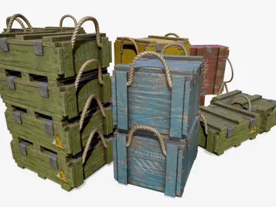 Ammo Crate Collection Low-poly 3D model