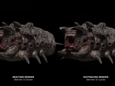 Mutant alien worm Low-poly 3D model