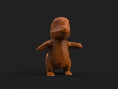 Charmander Low Poly dinosaur 3D print model