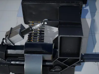 Autocannon for a Helicopter Low-poly 3D model