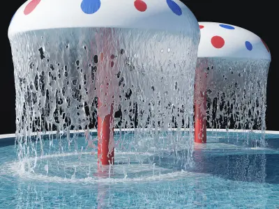 Water park mushroom fountains 3D model