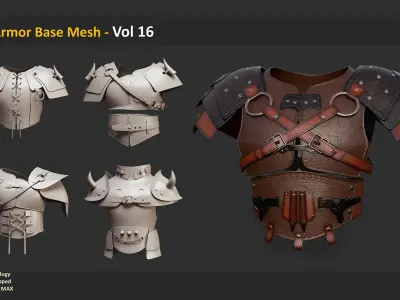 152 Leather Armor Base Mesh - Bundle Low-poly 3D model