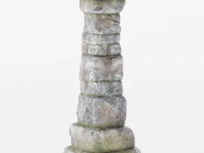 Pillar - Ancient Stone - Low-Poly Game-Ready Low-poly 3D model