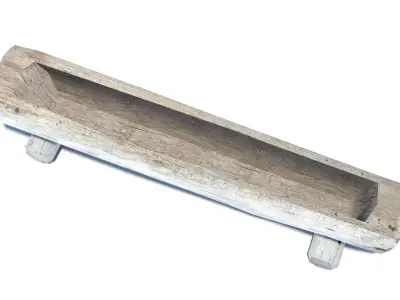 Wooden water trough for cattle Low-poly 3D model