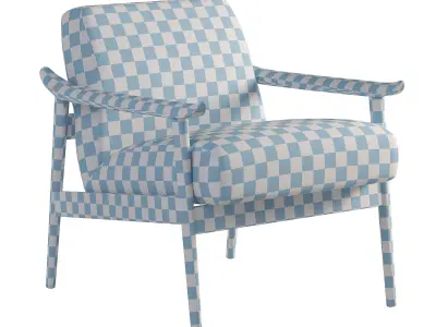 Mid-Century Leather Show Wood Chair Free 3D model
