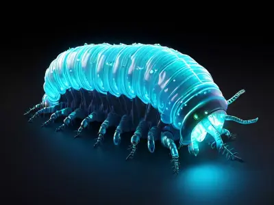 Bioluminescent Alien Worm 3D Model Low-poly 3D model