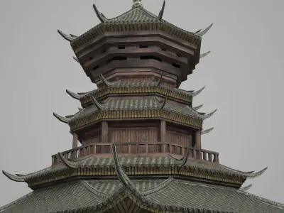 Asian Ancient Architecture Ethnic Minorities Meeting Hall 3D model