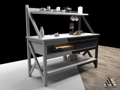 Coffee corner 05- furniture Free low-poly 3D model
