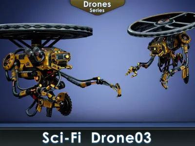 Sci-Fi Drone 03 Low-poly 3D model