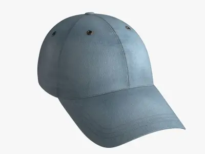 Blue Denim Baseball Cap Low-poly 3D model