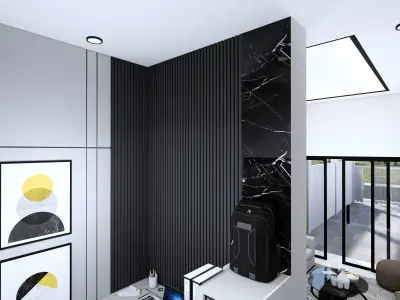 One floor Minimalist Luxury Modern House Design full interior 3D model