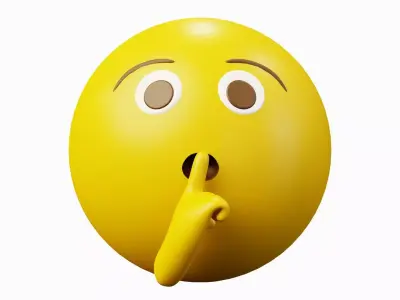 Keep Silence or Quiet Please Yellow Ball Emoticon or Smiley 3D model
