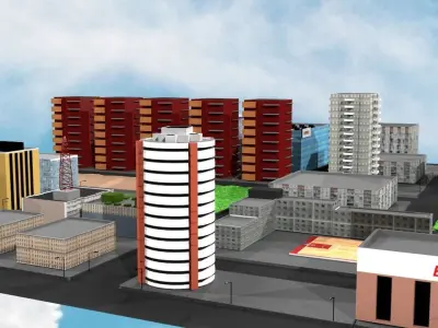 Simple Low poly City 3D Model Free low-poly 3D model