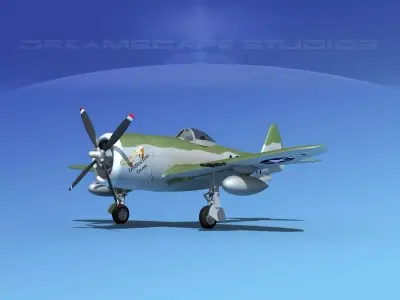 Republic P-47D Thunderbolt V09 3D model