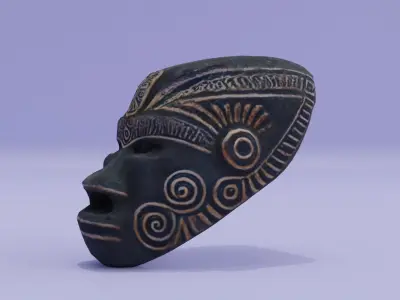 Mask Ancient Tlaloc Aztec Low-poly 3D model