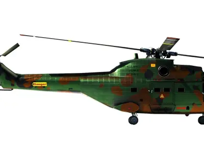 Helicopter puma 9 textures Low-poly 3D model