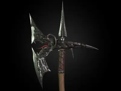 Dragon battleaxe Low-poly 3D model