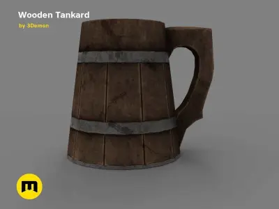 Wooden Historic Tankard Low-poly 3D model