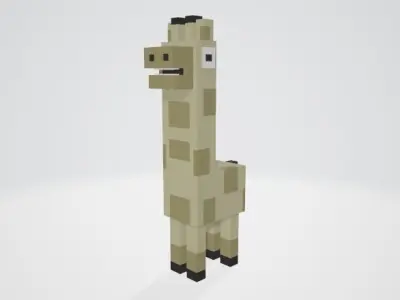 Cross a Road type game Giraffe and Rider Low-poly 3D model