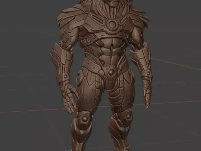 Cyber Lion Guardian Armored Futuristic Warrior 3D print model