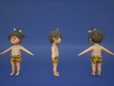 Stone Age Characters Pack 3D model