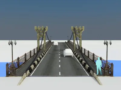 Chain Bridge Kutaisi Low-poly 3D model