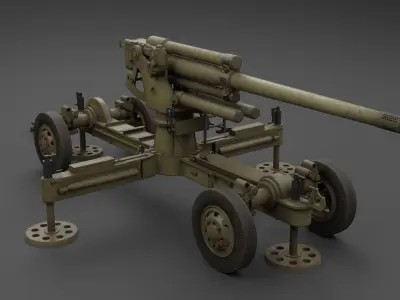 Luftvarnskanon m37 Anti Air Gun Low-poly 3D model