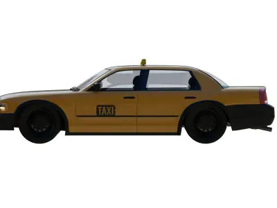 Yellow Taxi car Sedan 3d Model Free 3D model