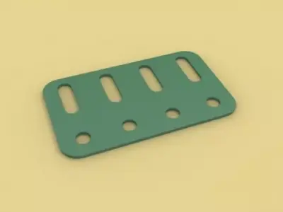 Flat Metal Girder 4 Holes - Meccano Part Free 3D model
