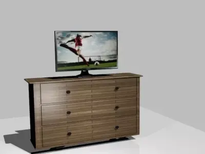 cupboard wooden chest with tv Free 3D model