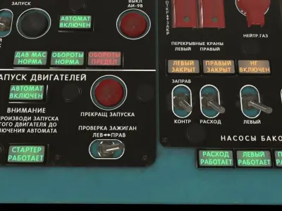 Mi-8MT Mi-17MT Central Overhead Panels Board Russian Low-poly 3D model