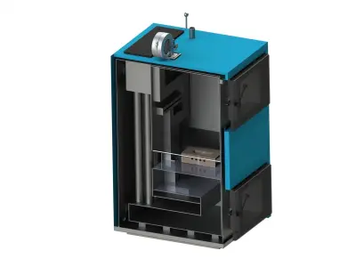 Solid fuel pyrolysis boiler SOLIDWORKS Flow Simulation 3D model