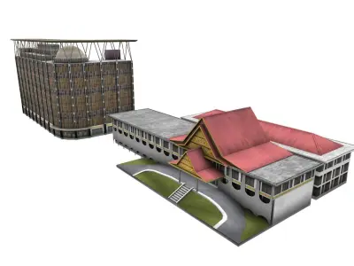 Riau provincial governor office indonesian Low-poly 3D model