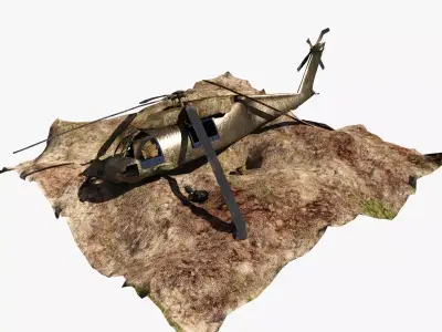 Crashed Helicopter Low-poly 3D model