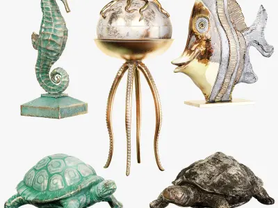 Sculptures of sea statuettes 01 3D model