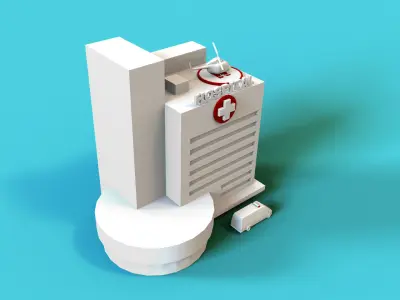 Hospital Building Low-poly 3D model