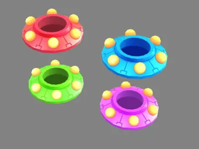 Cartoon alien spaceship - UFO Low-poly 3D model