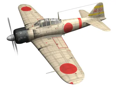 Mitsubishi A6M2 Zero - Carrier Akagi 3D model