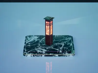 Asian lamp deco collection for cyberpunk and lo-fi environment Low-poly 3D model