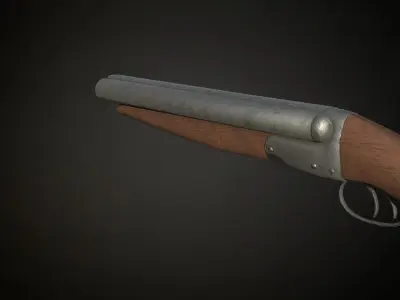 Sawn off double barrel shotgun Low-poly 3D model