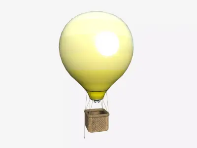 Balloon Hot Air 03 Yellow - Aircraft Cartoon Low-poly 3D model