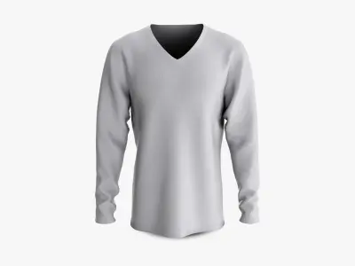 Male and Female T-Shirt Dropped Shoulder Deep V Collar Long Sleeve Collection 3D model