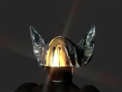 Winged bear viking helmet Low-poly 3D model