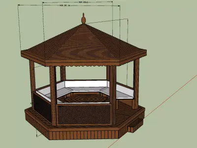 3D Wooden Gazebo Model 3D print model