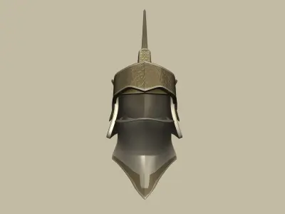 Bronze Knight Helmet - Medieval Character Design Low-poly 3D model
