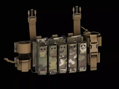 DR Integrated Placard and 5x Handgun Magazine Pouch Low-poly 3D model